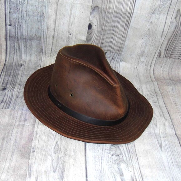 HENSCHEL Hat Co. HH USA Brown Leather Safari Hat Size Large